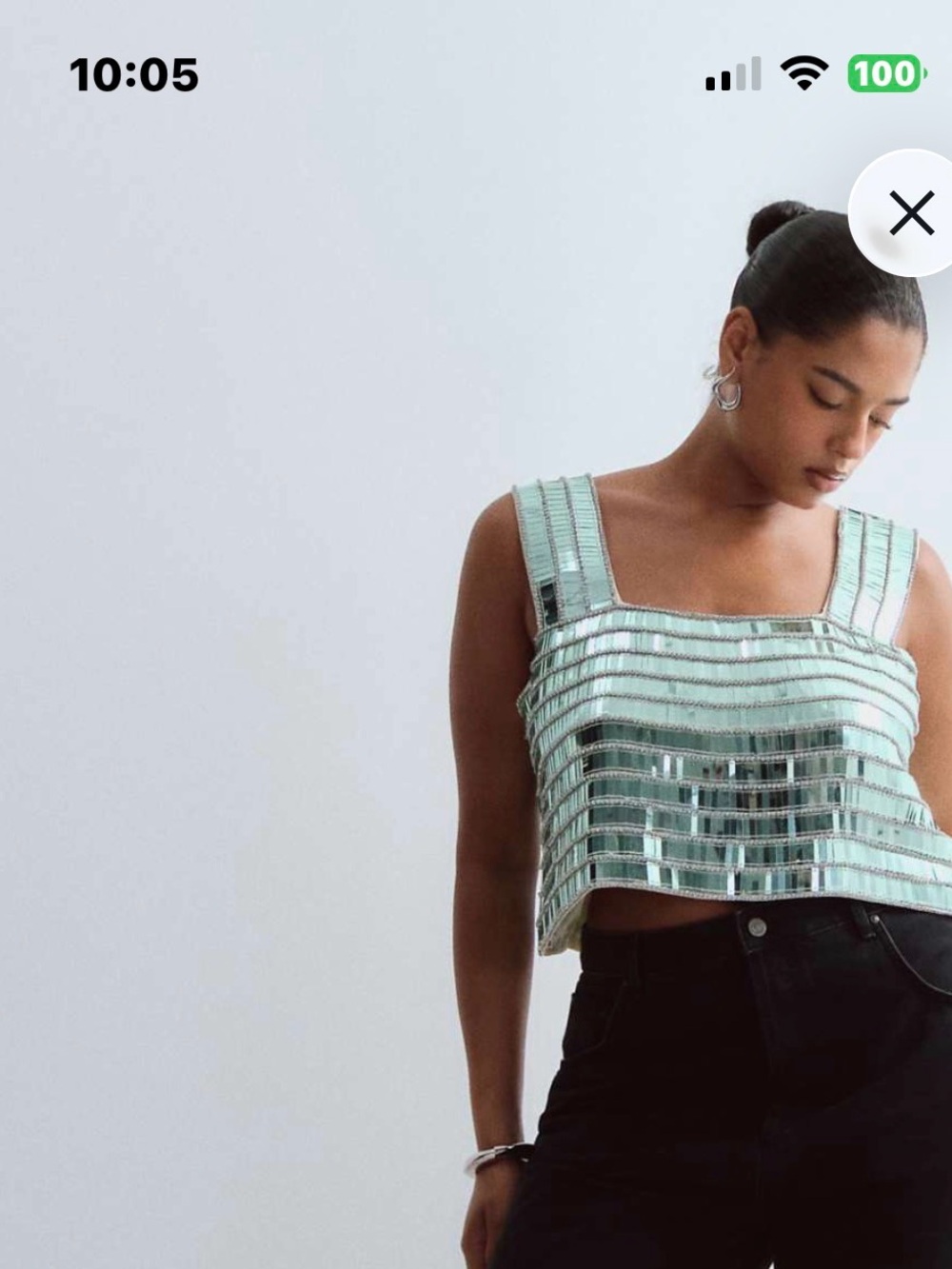 ASOS Curve Mint Mirrored Sequin Cropped Tank